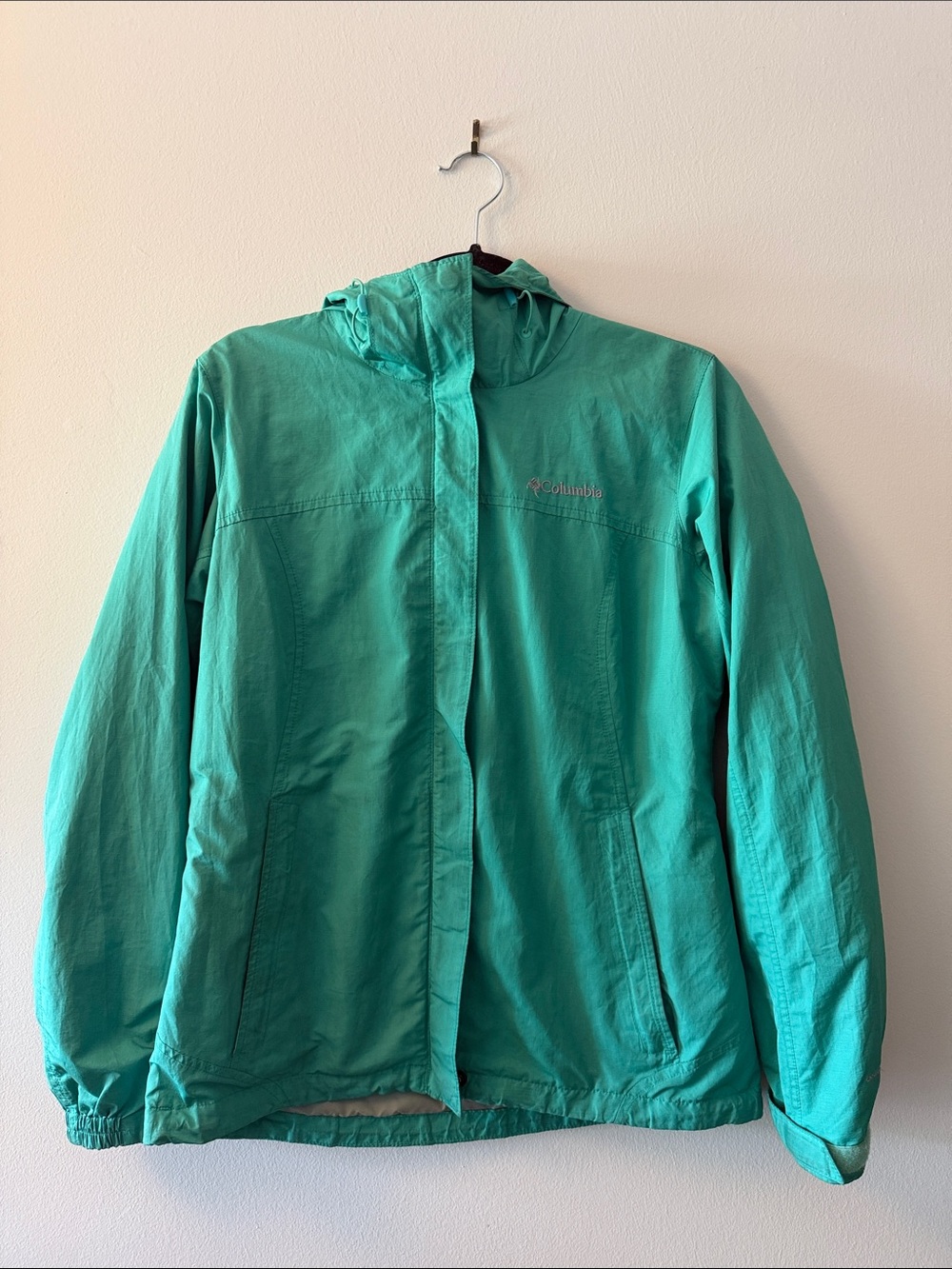 Columbia Teal Hooded Rain Jacket